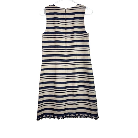 JCrew Striped Sheath Dress Grommet Details Sleeveless Blue - Picture 8 of 9
